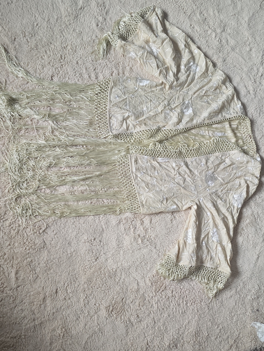 Free People Cream Fringe Lace Kimono - Sheer Boho Cover-Up